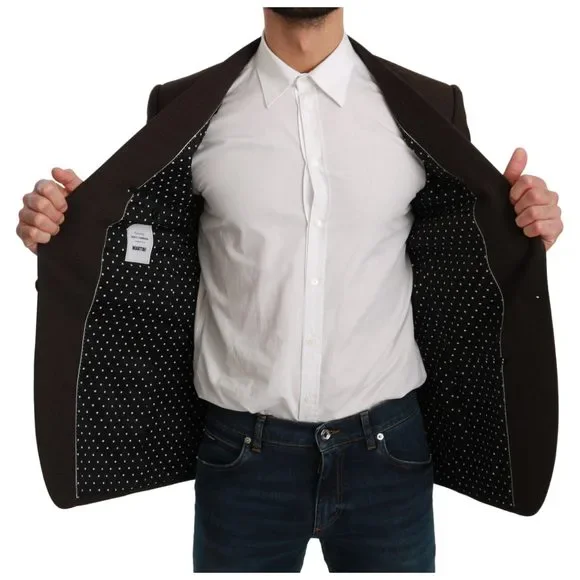 Dolce & Gabbana Brown Slim Fit Coat Jacket MARTINI Blazer